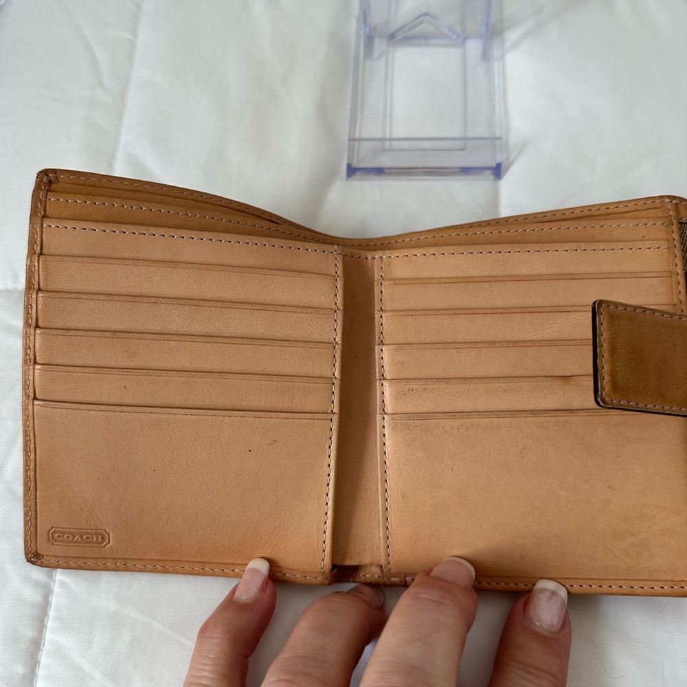 Coach Signature Brown and Tan Wallet - Picture 12 of 16